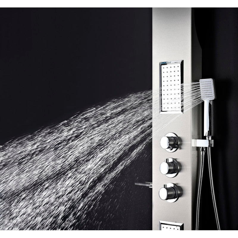 Field 58 in. Full Body Shower Panel with Heavy Rain Shower and Spray Wand in Brushed Steel
