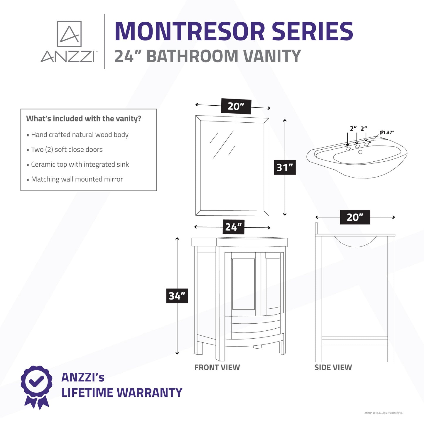Montresor 24 in. W x 34 in. H Bathroom Vanity Set