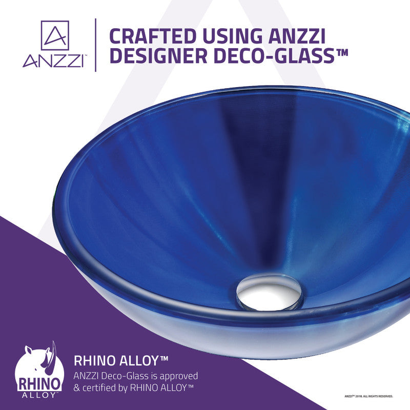 Meno Series 17 in. Bathroom Vessel Sink with Scratch-Tough and Stain-Resistant Non-Porous Surface in Lustrous Blue Glass