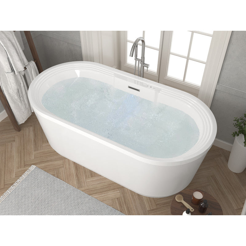 FT-AZ087 - Jetson Series 67" Air Jetted Freestanding Acrylic Bathtub in White