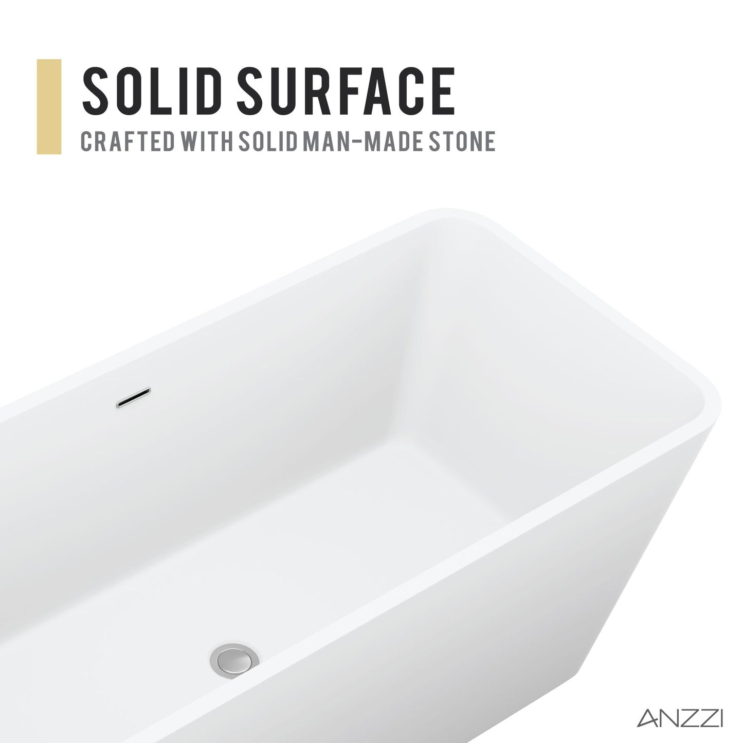 Fomaia 4.9 ft. Man-Made Stone Center Drain Freestanding Bathtub in Matte White
