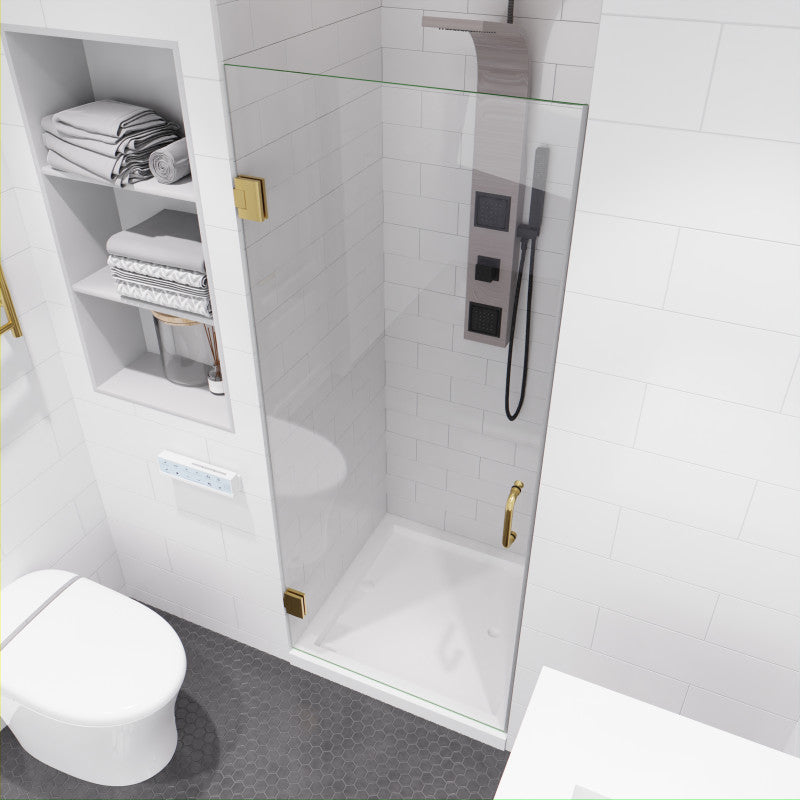 Passion Series 24 in. by 72 in. Frameless Hinged shower door with Handle