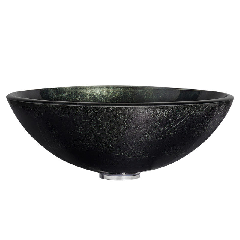 Amalfi Round Glass Vessel Bathroom Sink with Stellar Black Finish