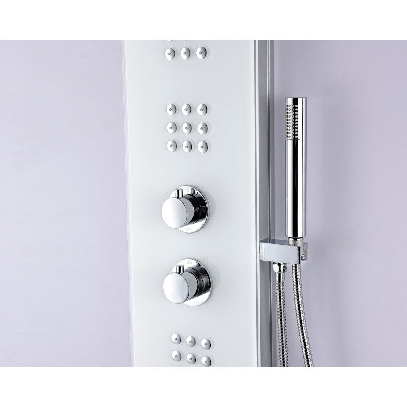 Veld Series 64 in. Full Body Shower Panel System with Heavy Rain Shower and Spray Wand in White