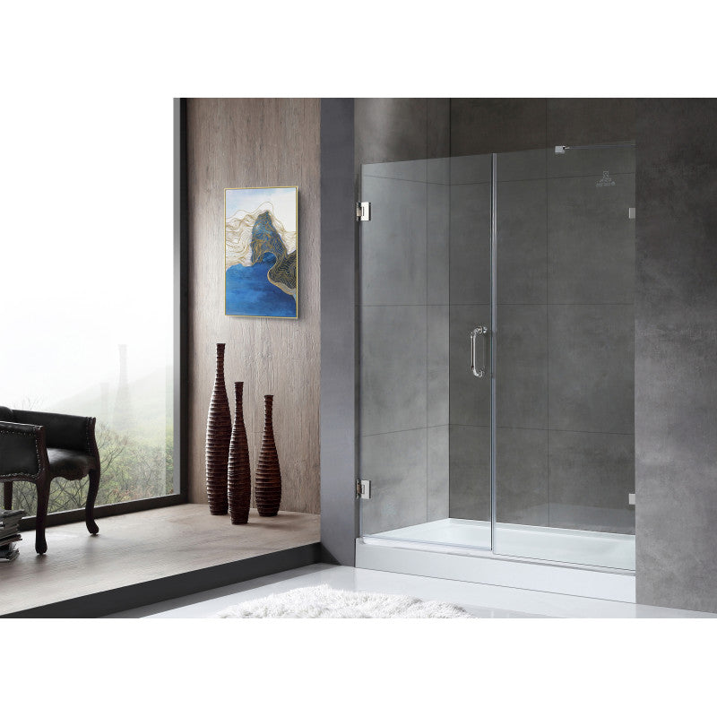 SD-AZ07-01CH - Consort Series 60 in. x 72 in. H Hinged Frameless Shower Door in Polished Chrome with Tsunami Guard Tempered Glass