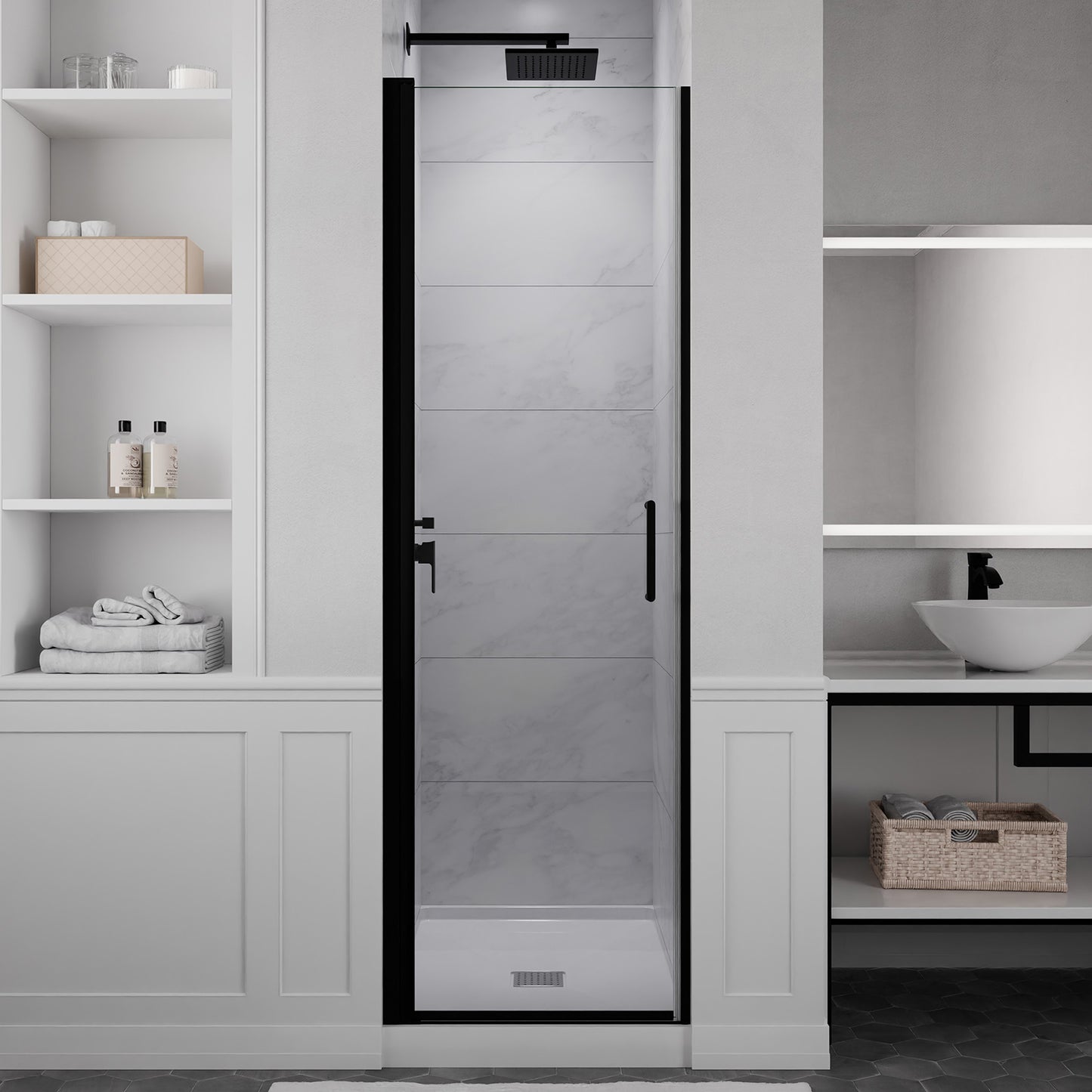 Lancer 23 in. x 72 in. Semi-Frameless Shower Door with TSUNAMI GUARD