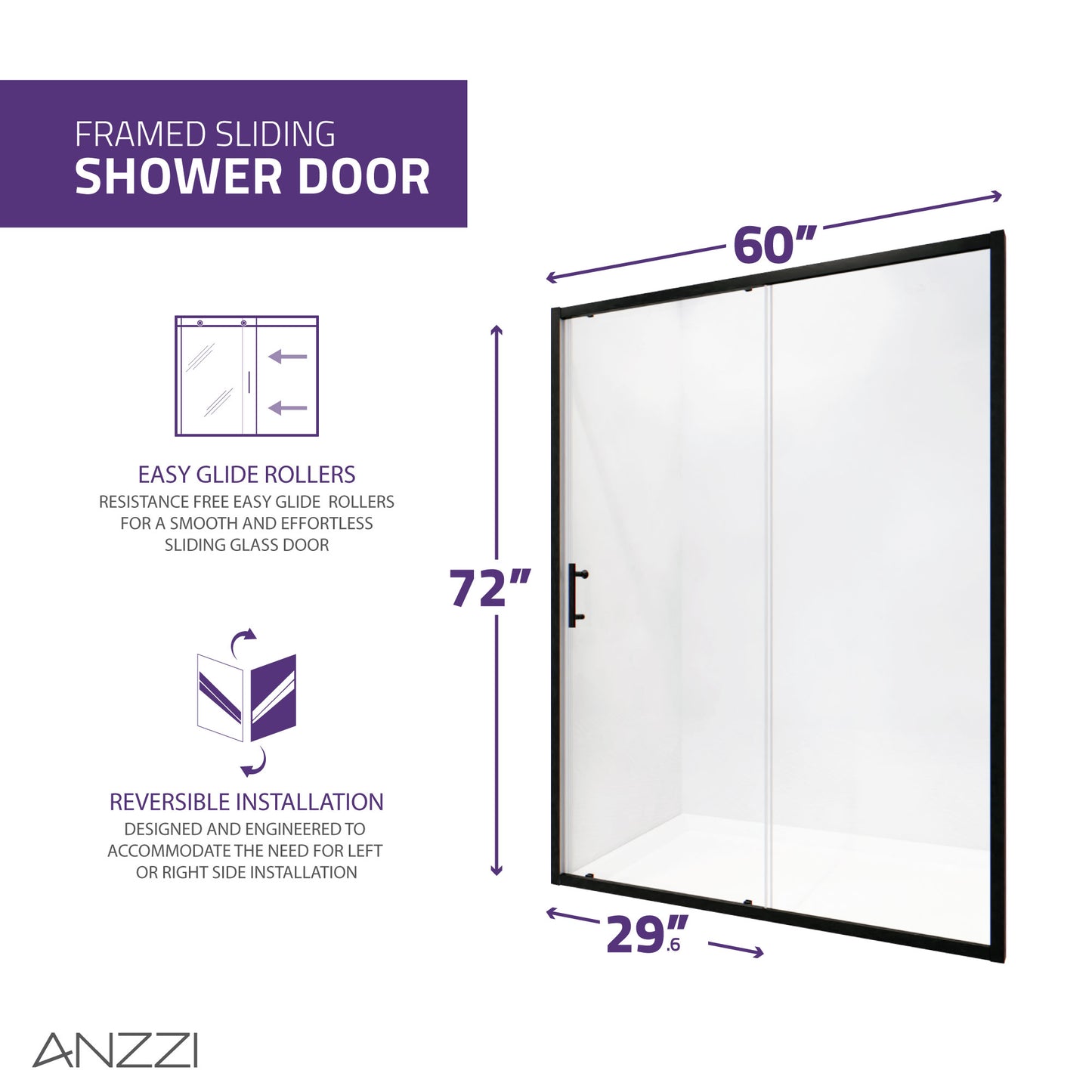 Halberd 48 in. x 72 in. Framed Shower Door with TSUNAMI GUARD