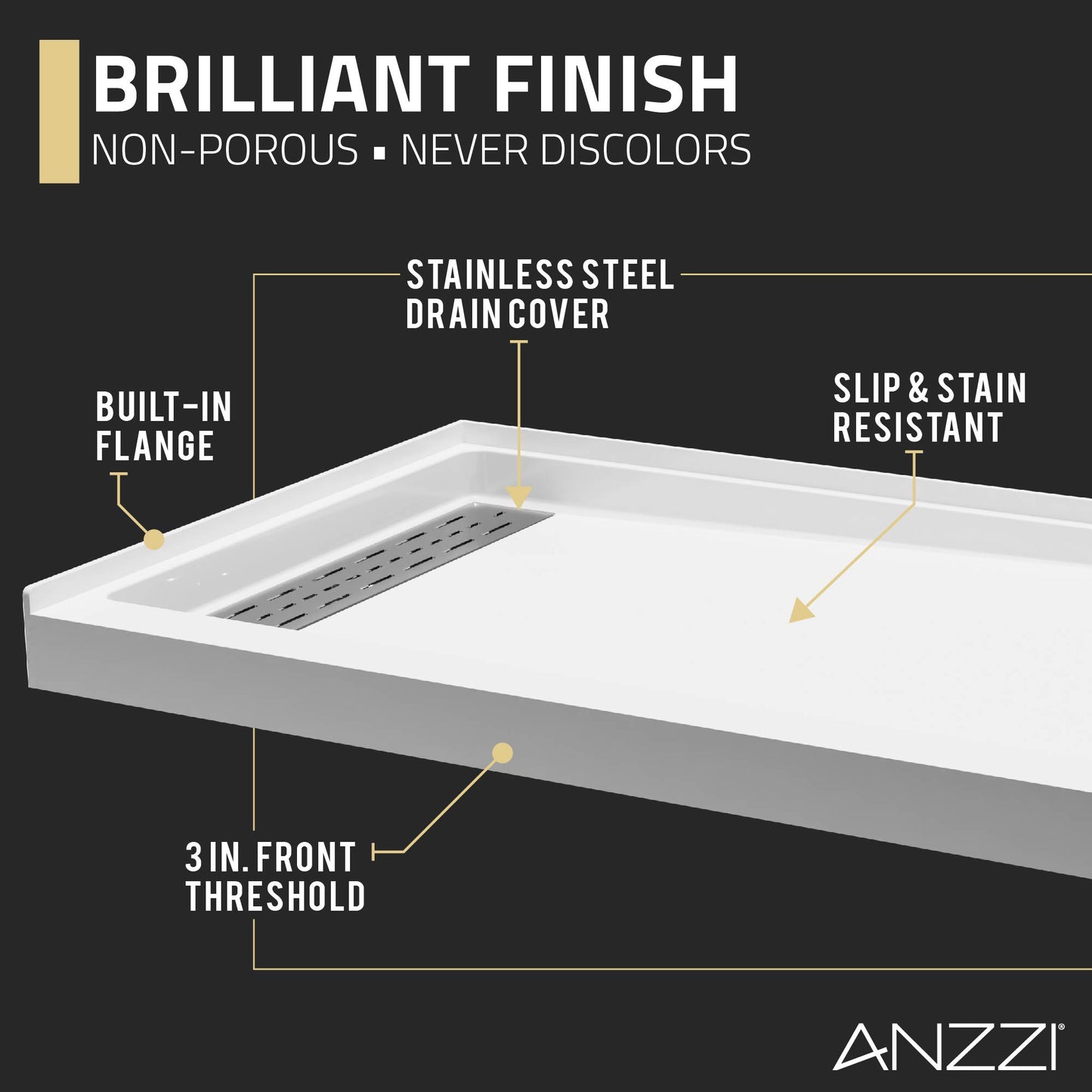 Alexander 48 in. x 32 in. Shower Base in White