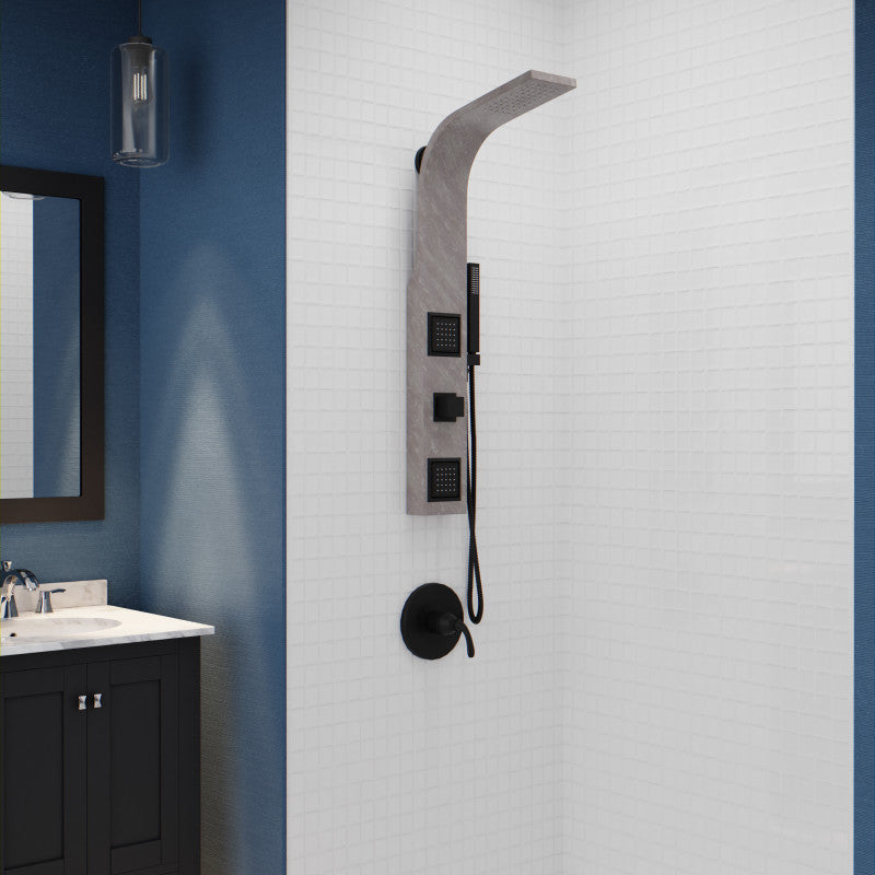 Aura 2-Jetted Shower Panel with Heavy Rain Shower & Spray Wand
