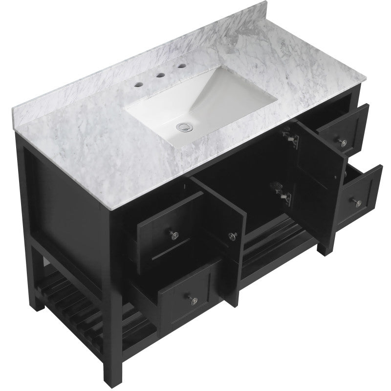Montaigne 48 in. W x 22 in. D Bathroom Bath Vanity Set with Carrara Marble Top with White Sink
