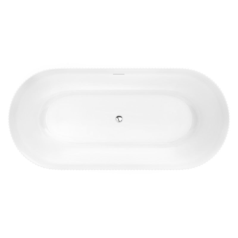 Bailey 65 in. Acrylic and Solid Surface Glossy Flatbottom Freestanding Soaking Bathtub in White