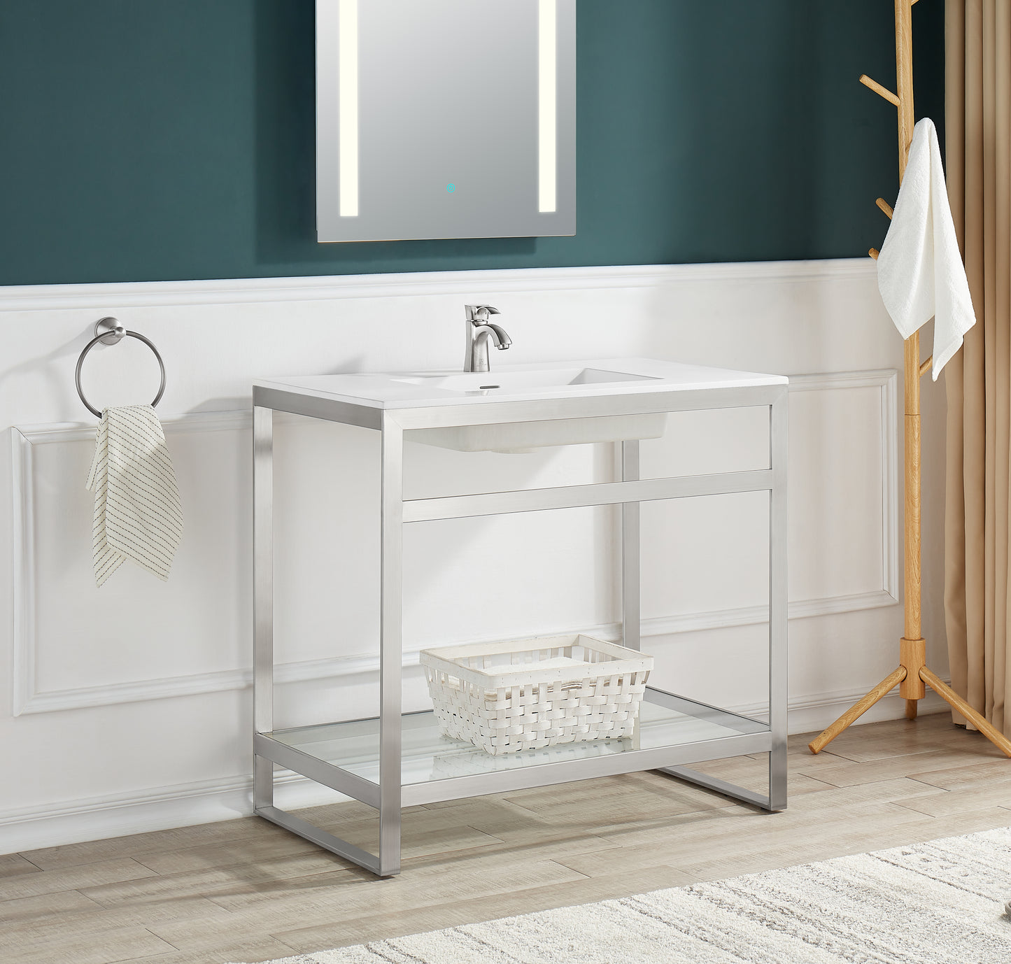 Orchard 36 in. Console Sink with Glossy White Counter Top