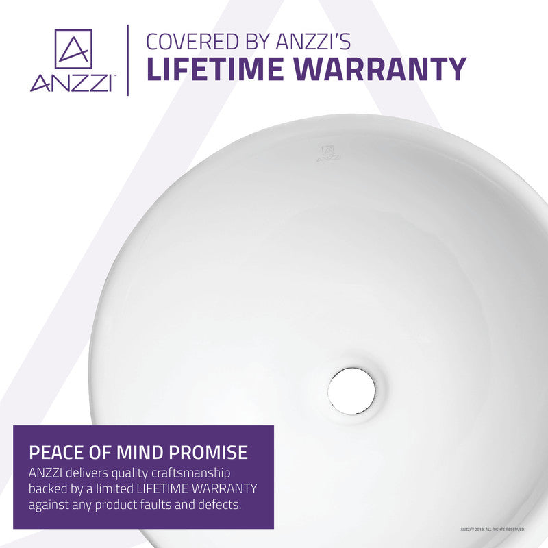 Deux Series 16 in. L x 16 in. W Top Mount Round Non-Porous Bathroom Vessel Sink in Glossy White Vitreous China Ceramic