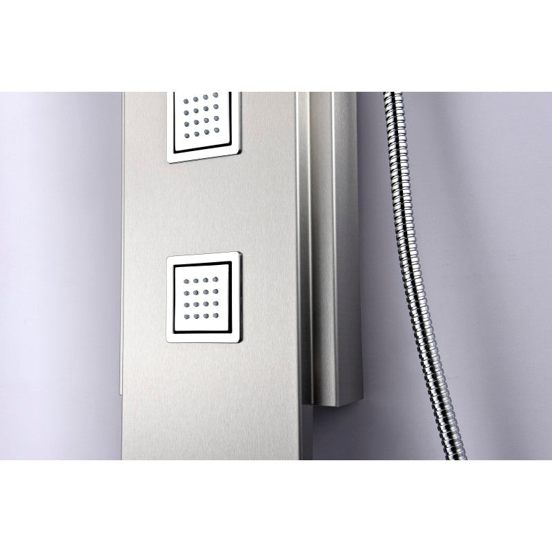 Visor 60 in. Full Body Shower Panel with Heavy Rain Shower and Spray Wand in Brushed Steel