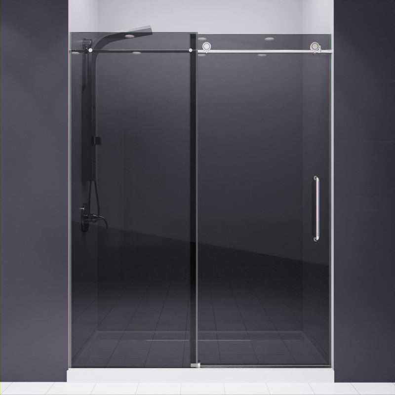 Leon Series 60 in. by 76 in. Frameless Sliding Shower Door with Handle