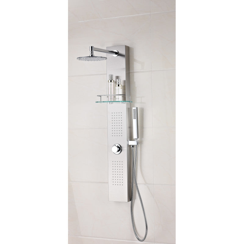 Coastal 44 in. Full Body Shower Panel with Heavy Rain Shower and Spray Wand in Brushed Steel