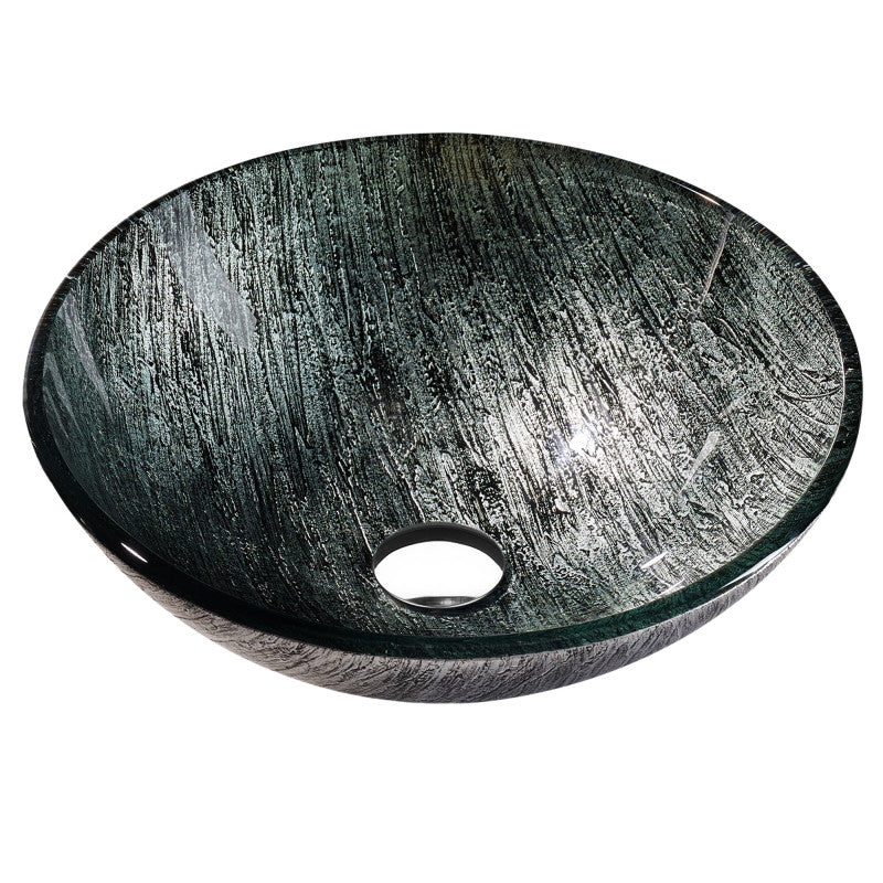 LS-AZ903 - Amalfi Round Glass Vessel Bathroom Sink with Stellar Grey Finish