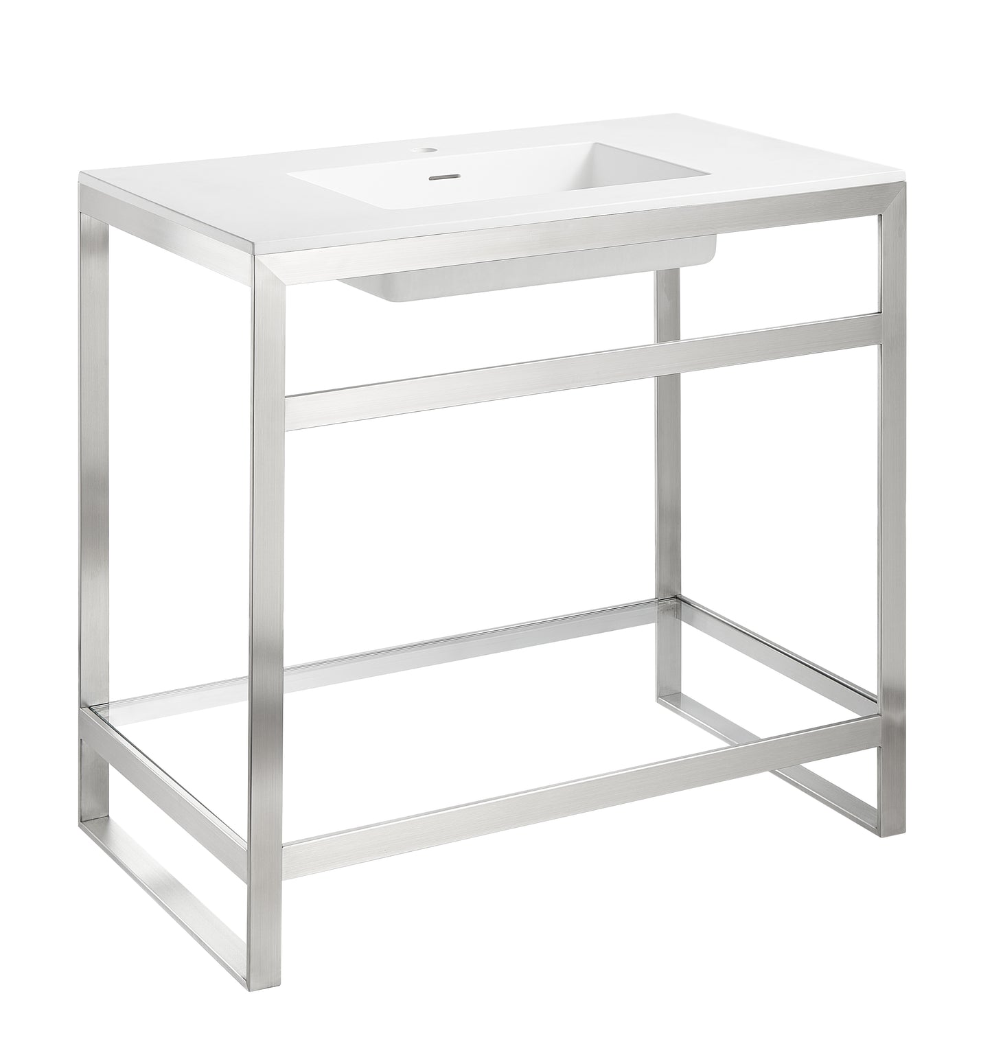 CS-FGC005-BN - Orchard 36 in. Console Sink in Brushed Nickel with Glossy White Counter Top