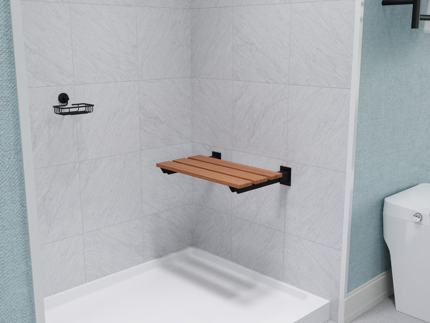 Bohemian 18.7 in. Teak Wall Mounted Folding Shower Seat