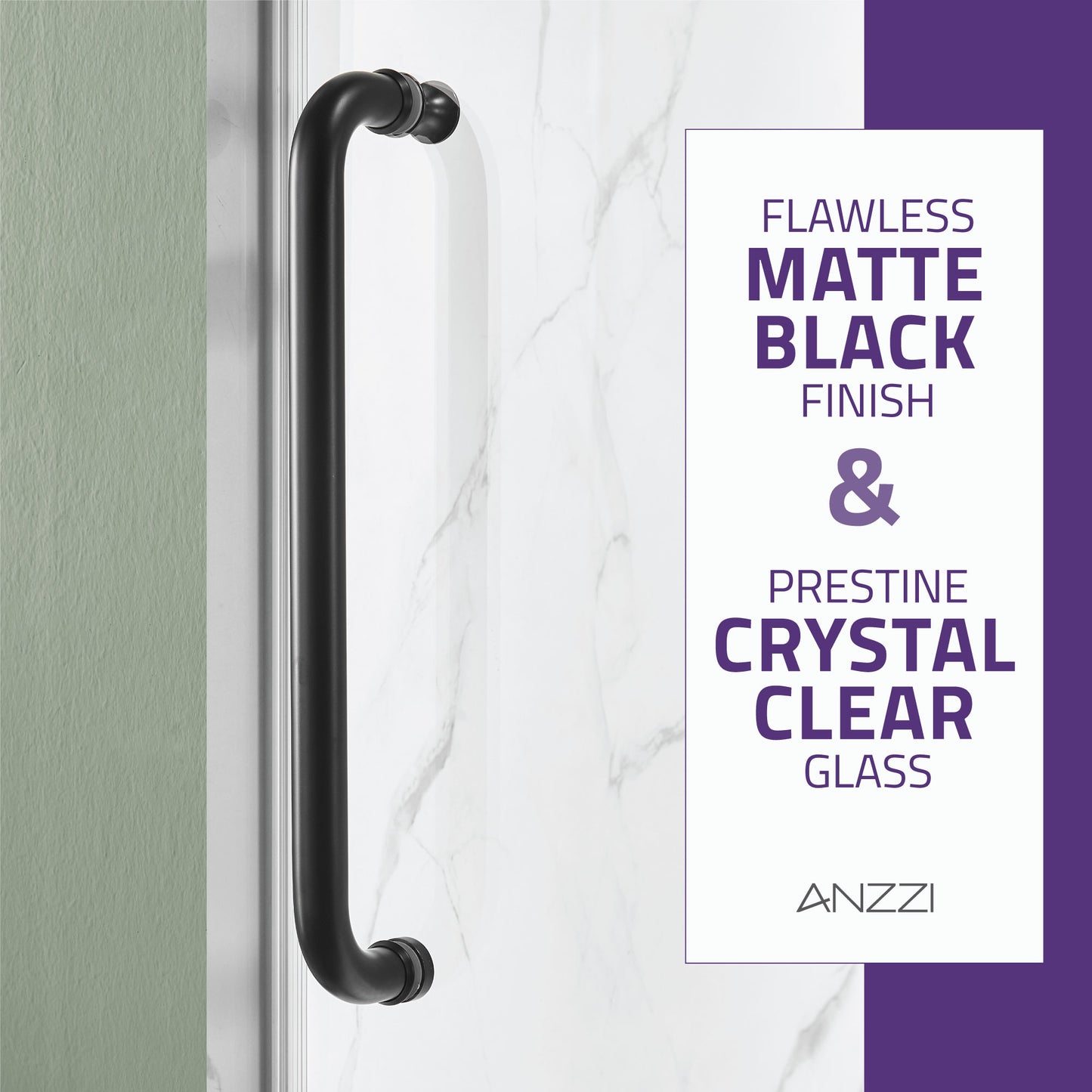 Leon Series 48 in. by 76 in. Frameless Sliding Shower Door with Handle