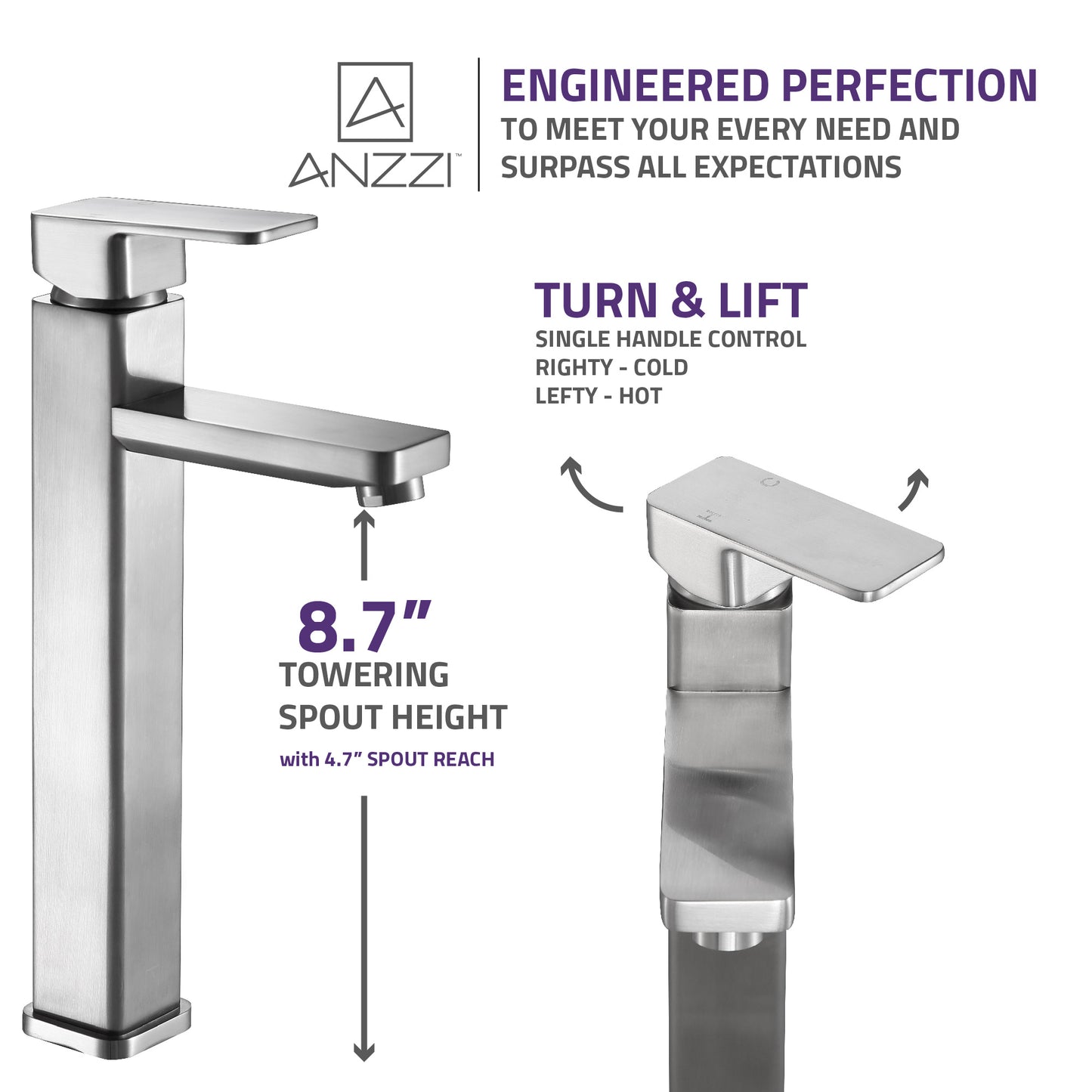 Nettuno Single Handle Vessel Sink Bathroom Faucet