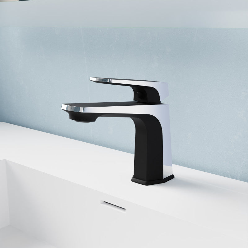 L-AZ903MB-CH - Single Handle Single Hole Bathroom Faucet With Pop-up Drain in Matte Black & Chrome