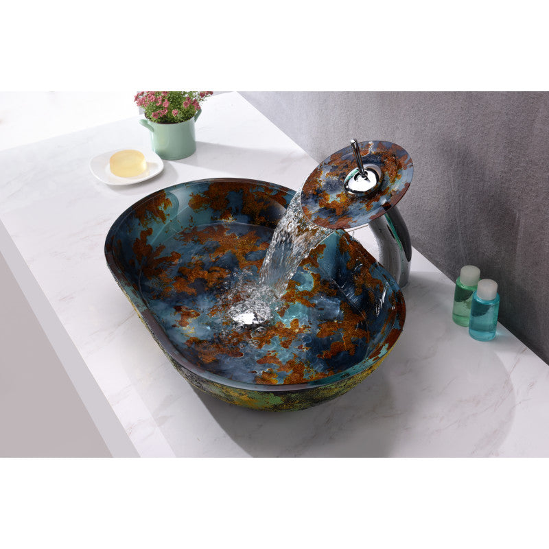 Avao Series Vessel Sink in Panye Blue
