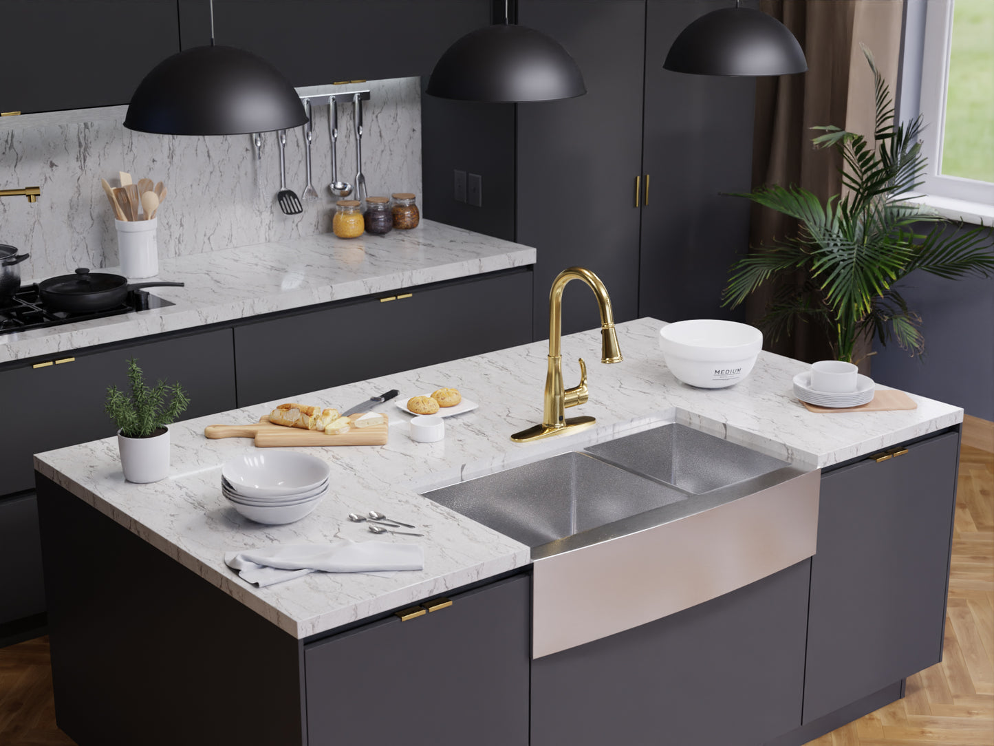 Sifo Hands Free Touchless 1-Handle Pull-Down Sprayer Kitchen Faucet with Motion Sense and Fan Sprayer