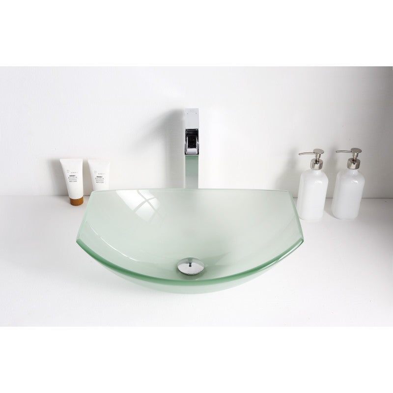Magician Series 20 in. Bathroom Vessel Sink with Stain-Resistant Non-Porous Surface in Lustrous Frosted Finish Glass