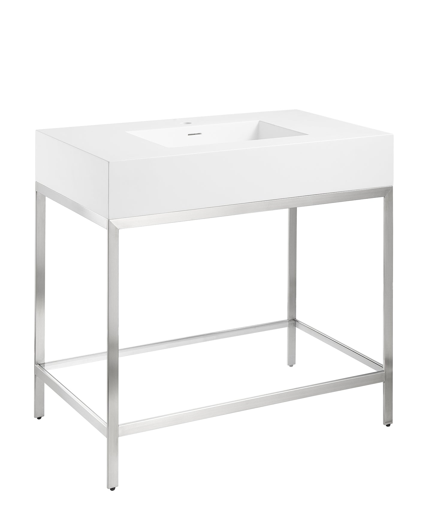 CS-FGC001-BN - Ventura 36 in. Console Sink in Brushed Nickel with Matte White Counter Top