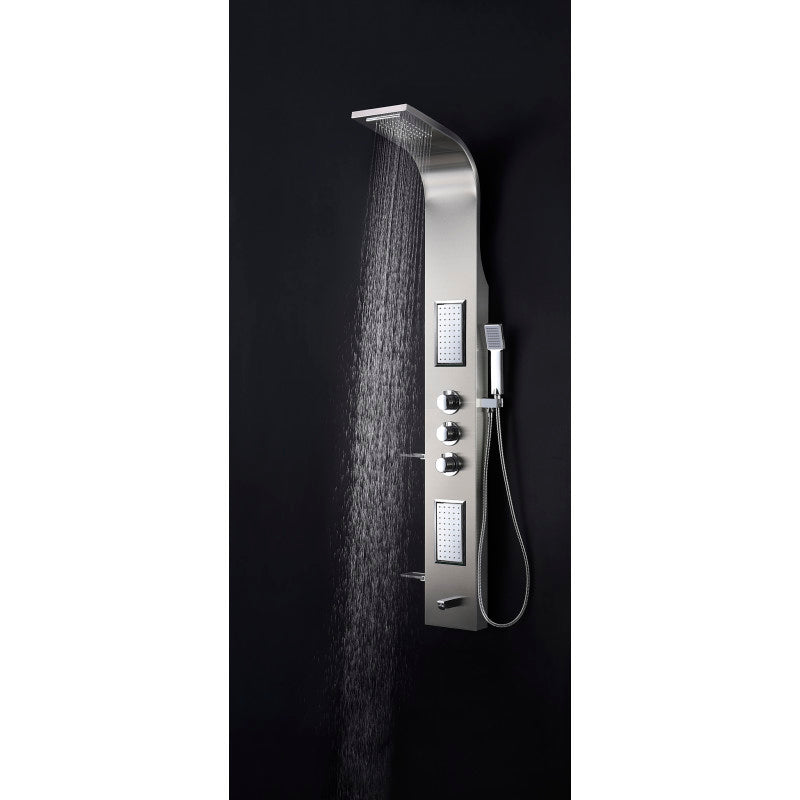 Field 58 in. Full Body Shower Panel with Heavy Rain Shower and Spray Wand in Brushed Steel