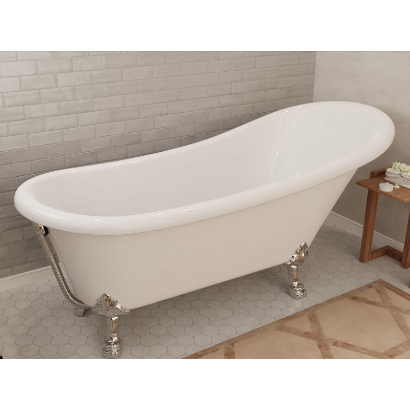 Clawfoot Series 67 in. x 30 in. Soaking Freestanding Bathtub with Center Drain in White with Polished Chrome Feet