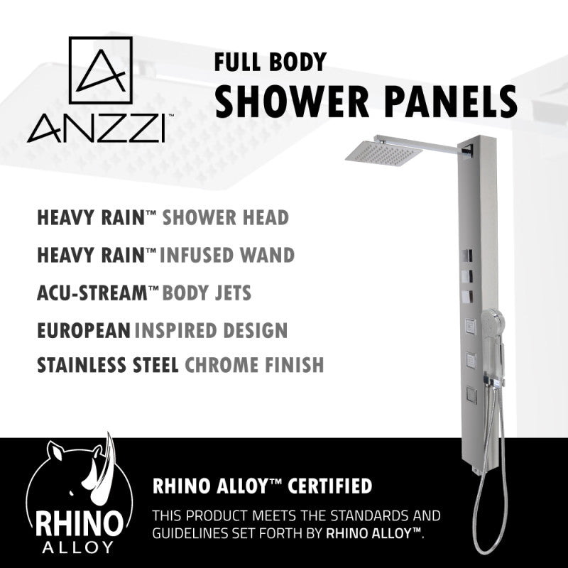 Lann 53 in. 3-Jetted Full Body Shower Panel with Heavy Rain Showerhead and Spray Wand in Chrome