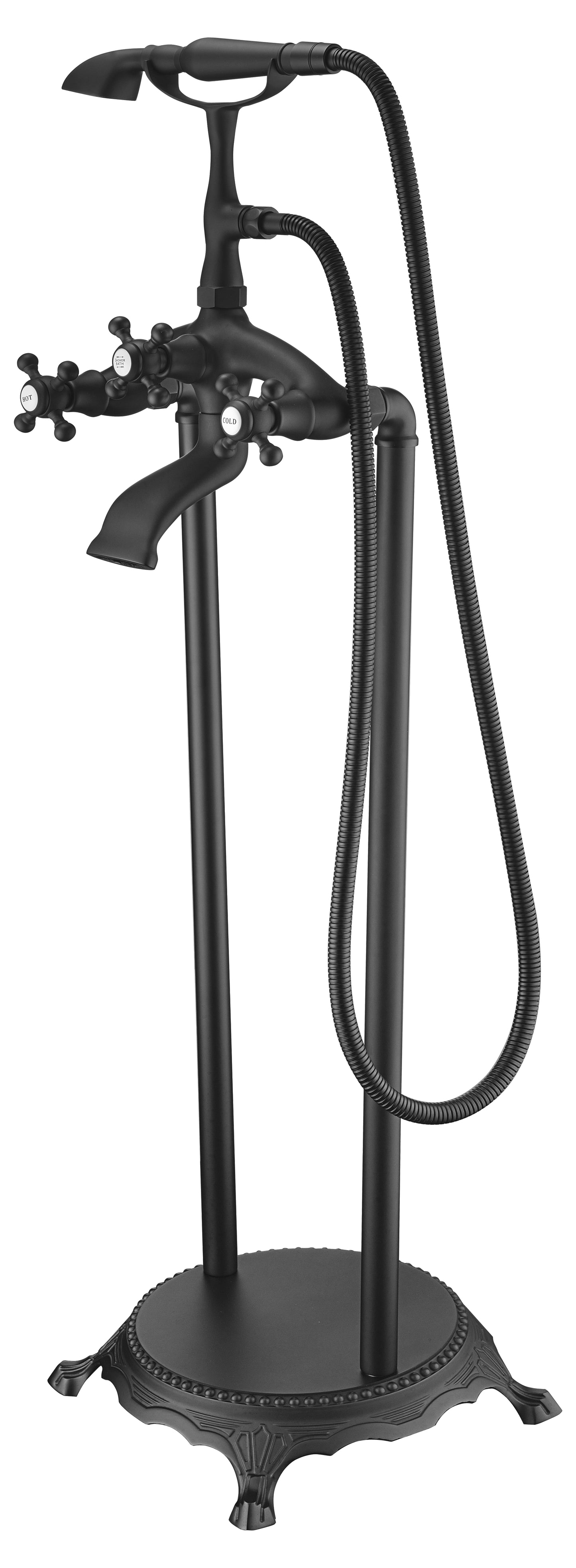 FS-AZ0052BK - Tugela 3-Handle Claw Foot Tub Faucet with Hand Shower in Matte Black