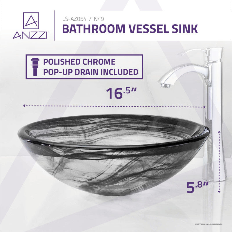 Verabue Series 17 in. Bathroom Vessel Sink with Scratch-Tough and Stain-Resistant Surface in Slumber Wisp Glass