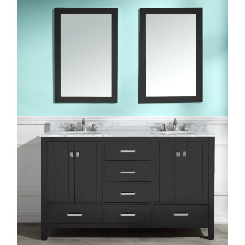 Chateau 60 in. W x 22 in. D Bathroom Vanity Set with Carrara Marble Top with White Sink