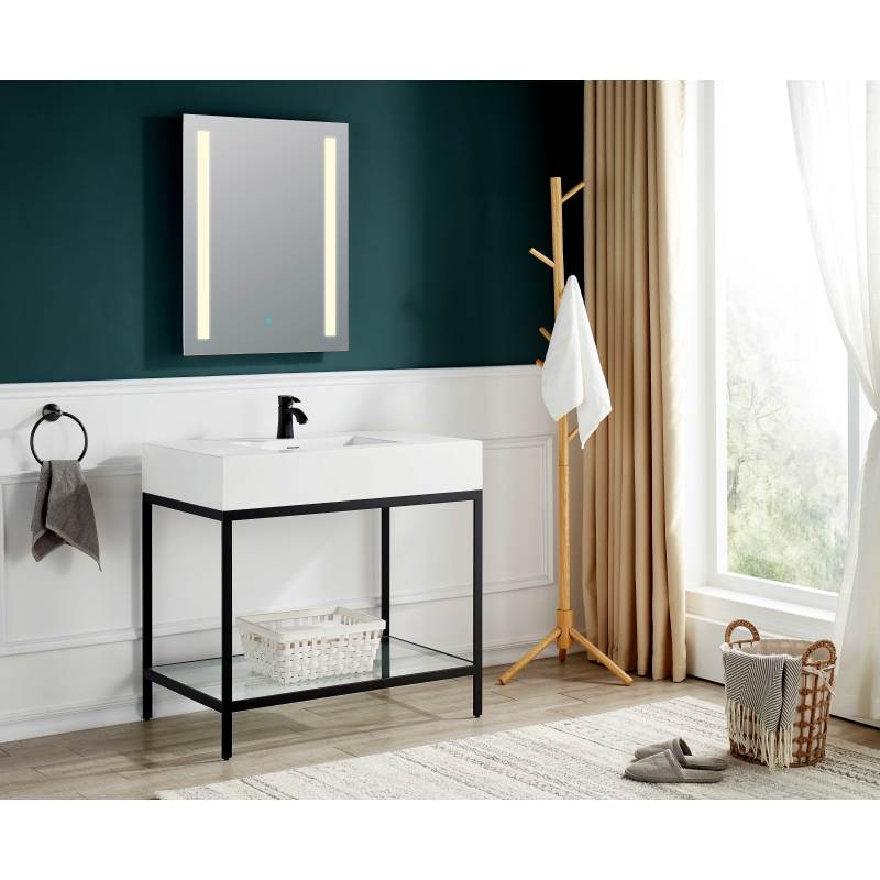 Ventura 36 in. Console Sink with Matte White Counter Top
