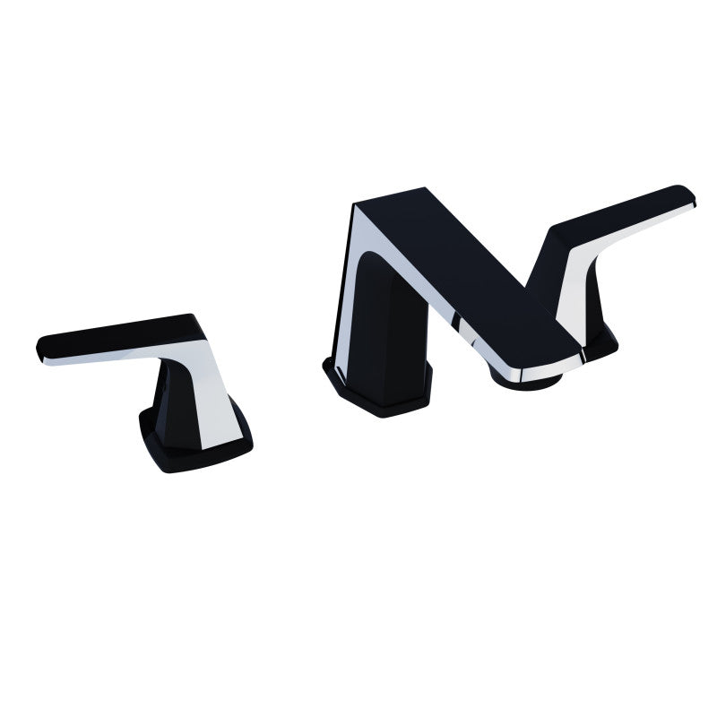 L-AZ905MB-CH - 2-Handle 3-Hole 8 in. Widespread Bathroom Faucet With Pop-up Drain in Matte Black & Chrome