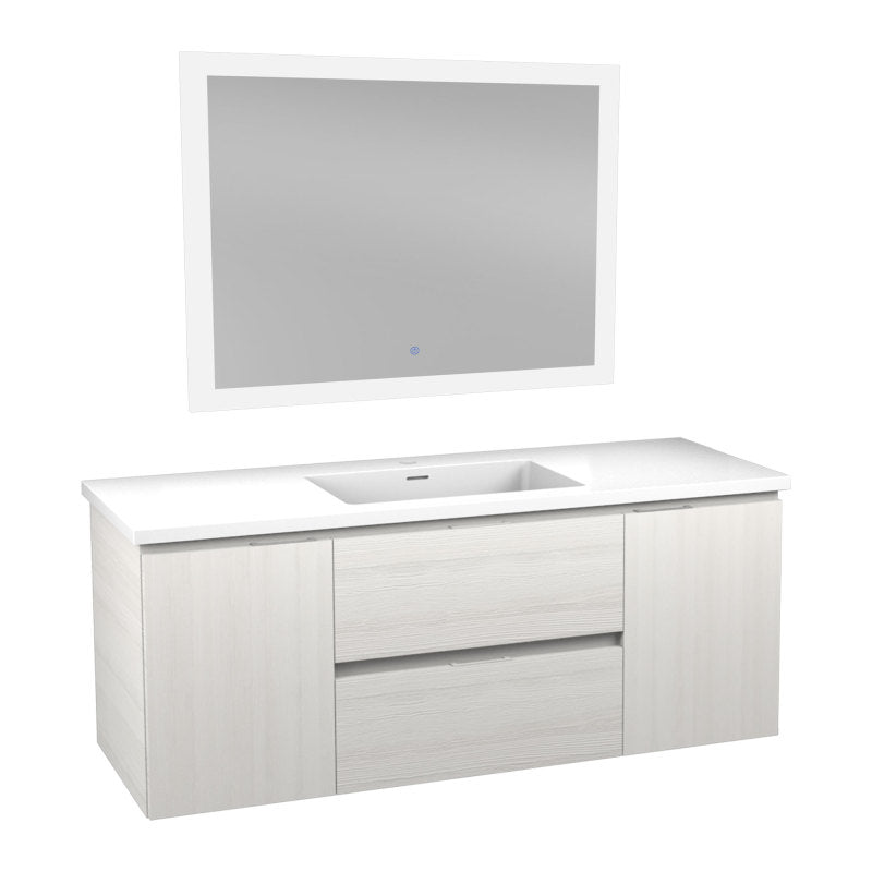 VT-MRCT48-WH - 48 in. W x 18 in. D x 20 in. H One Bath Vanity in White with White Vanity Top with White Basin and Matching Mirror