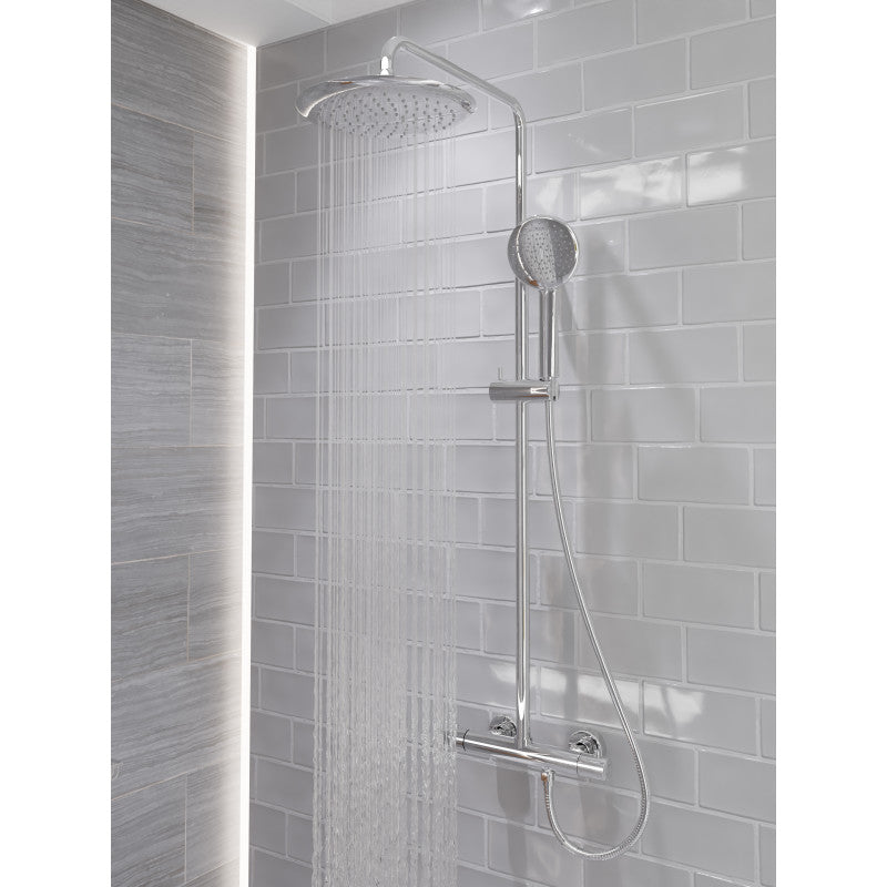 SH-AZ101CH - Heavy Rainfall Stainless Steel Shower Bar with Hand Sprayer in Polished Chrome