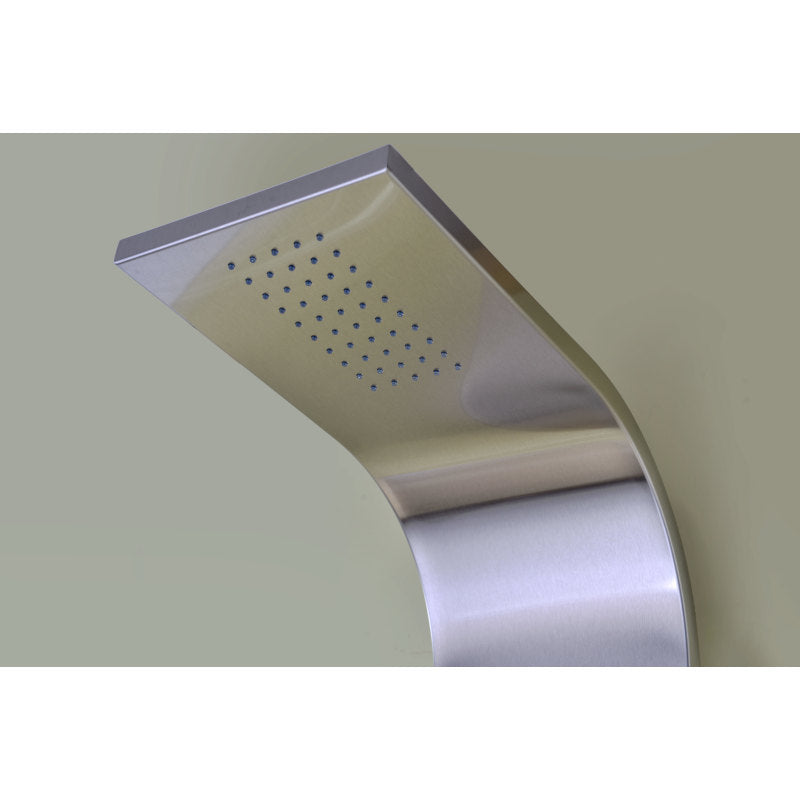 Arc 64 in. 2-Jetted Shower Panel with Heavy Rain Shower and Spray Wand in Brushed Stainless Steel