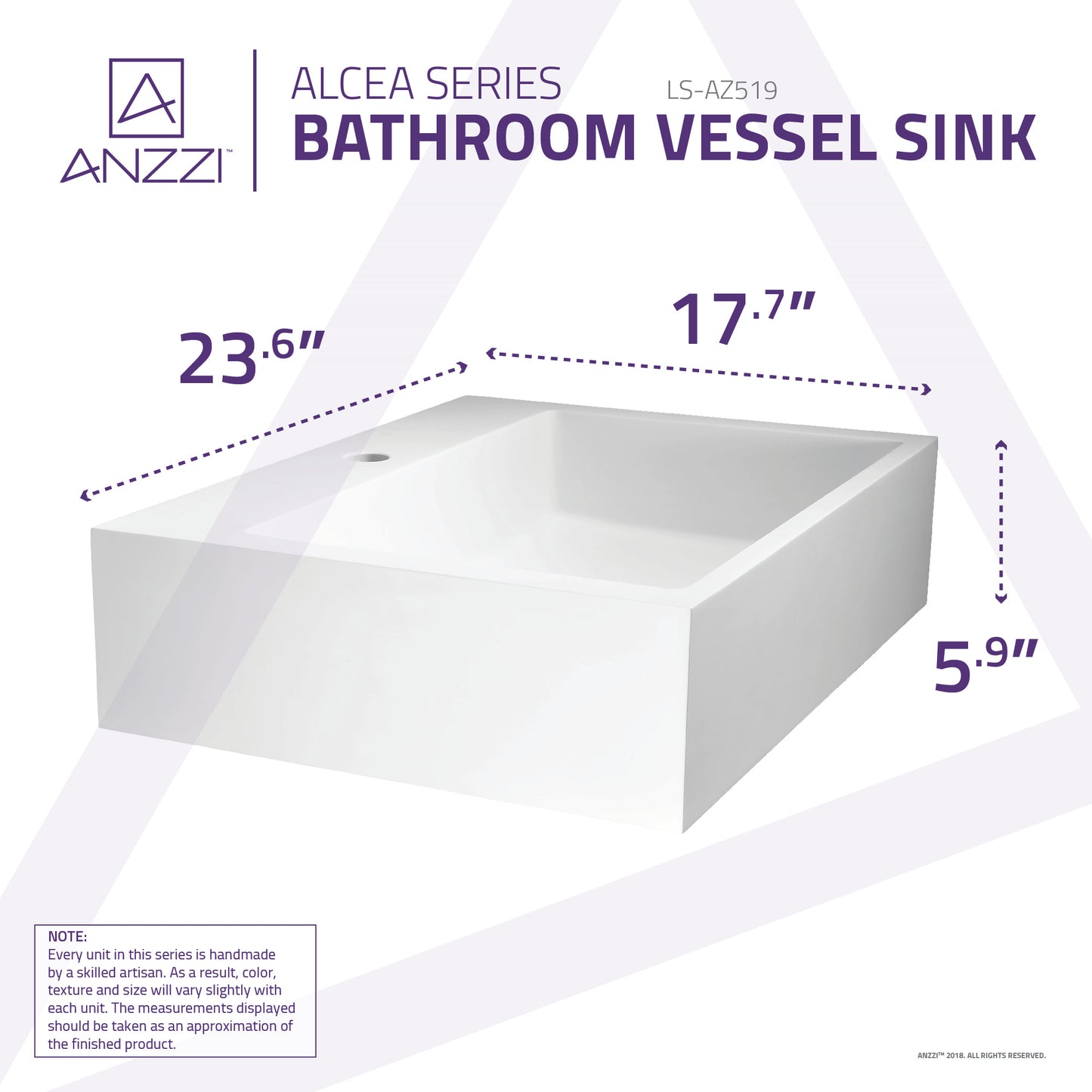 Alcea Vessel Sink in Matte White