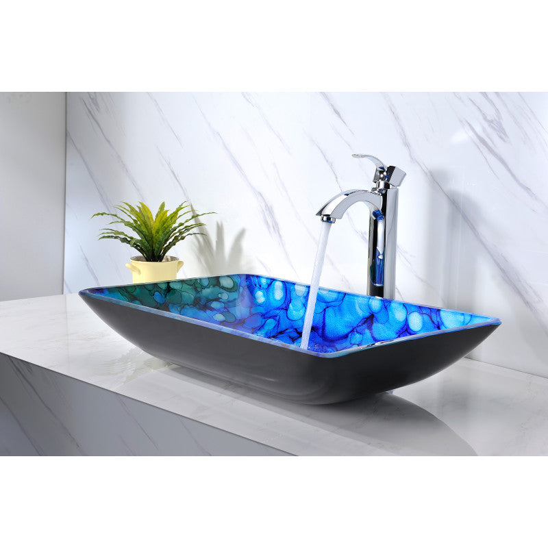 Avao Series Deco-Glass Vessel Sink in Lustrous Blue