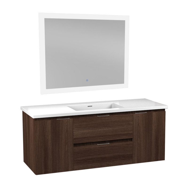 VT-MRCT48-DB - ANZZI Conques 48 in W x 20 in H x 18 in D Bath Vanity in Dark Brown with Cultured Marble Vanity Top in White with White Basin & Mirror