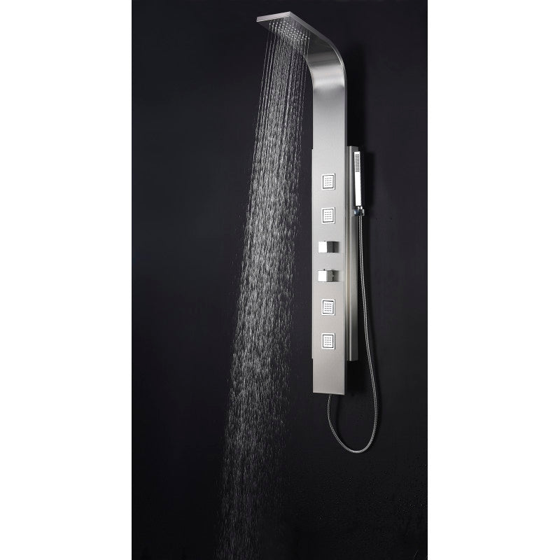 Visor 60 in. Full Body Shower Panel with Heavy Rain Shower and Spray Wand in Brushed Steel