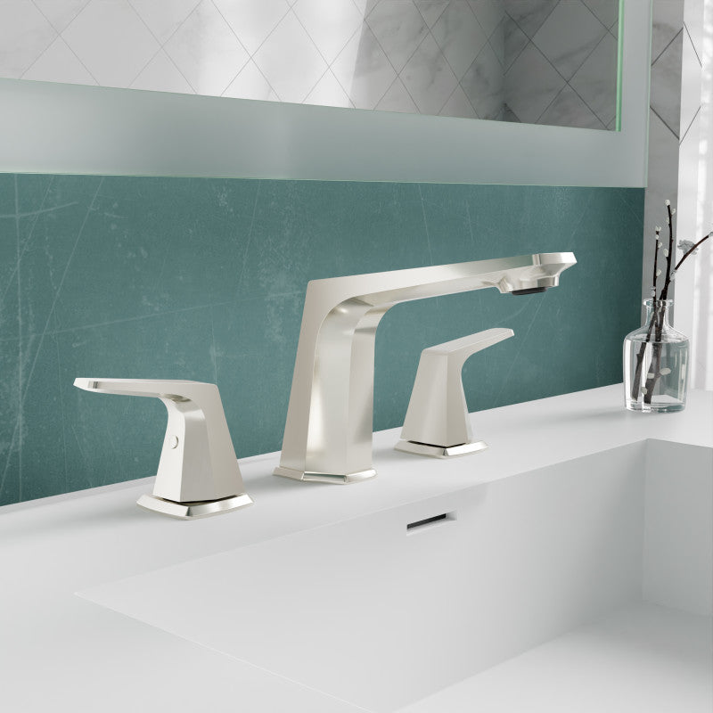 L-AZ905BN - 2-Handle 3-Hole 8 in. Widespread Bathroom Faucet With Pop-up Drain in Brushed Nickel
