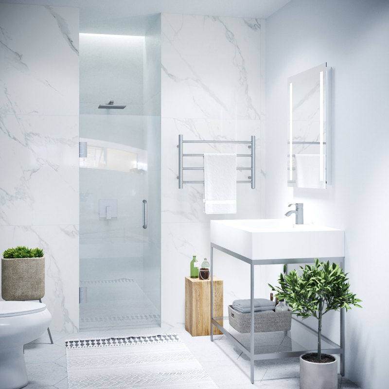 SD-AZ8075-01BN - Passion Series 24 in. x 72 in. H Hinged Frameless Shower Door in Brushed Nickel with Tsunami Guard Tempered Glass