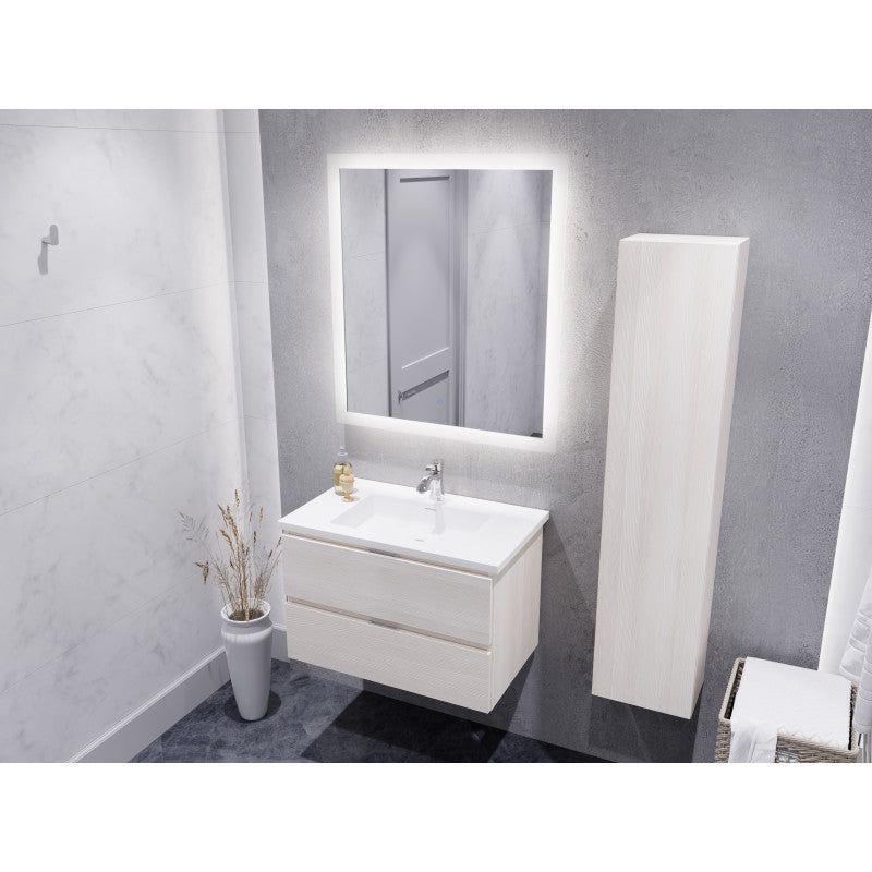 30 in. W x 20 in. H x 18 in. D Bath Vanity Set with Vanity Top in White with White Basin and Mirror