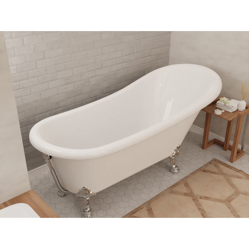 FT-CF131LXFT-CH - Clawfoot Series 67 in. x 30 in. Soaking Freestanding Bathtub with Center Drain in White with Polished Chrome Feet