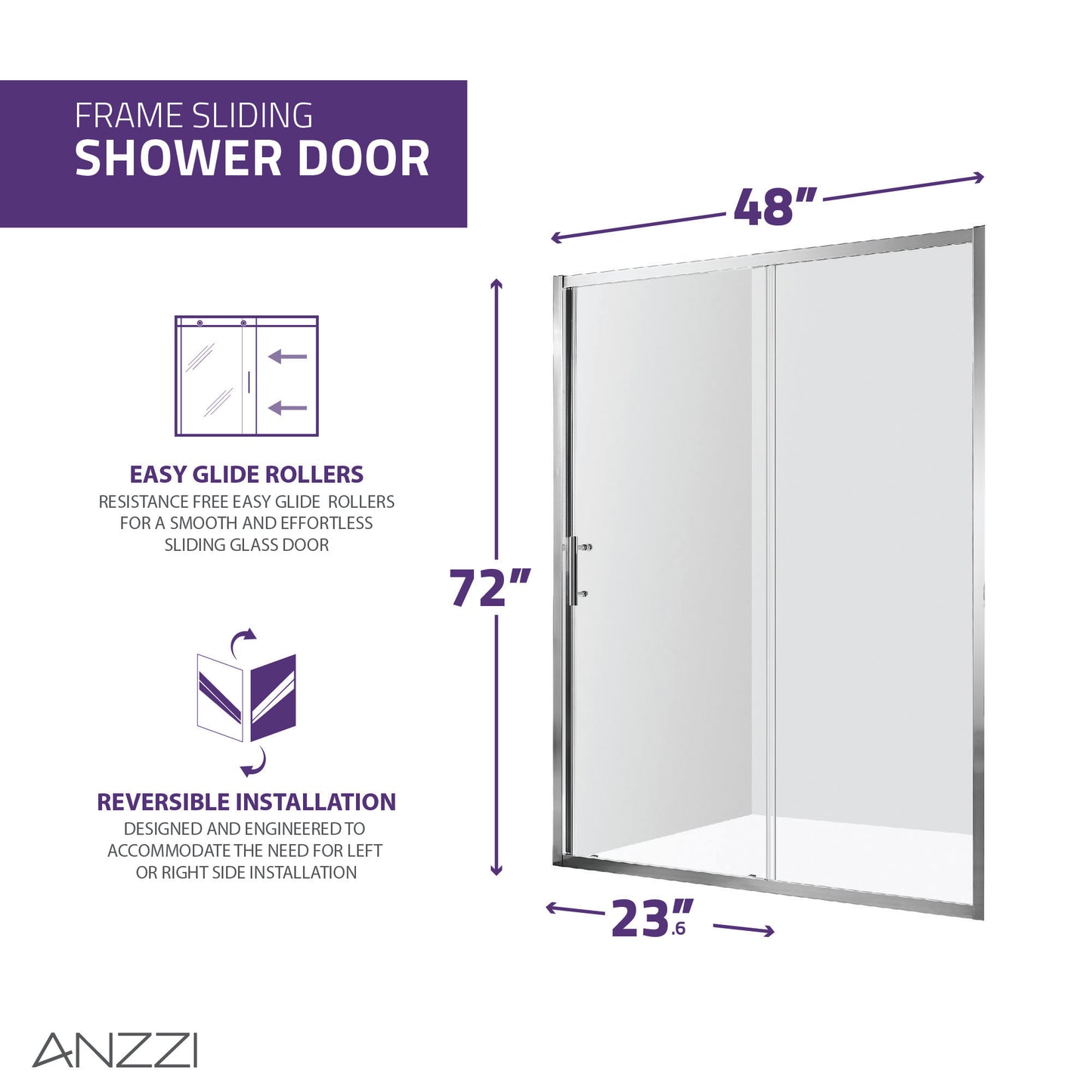 Halberd 48 in. x 72 in. Framed Shower Door with TSUNAMI GUARD